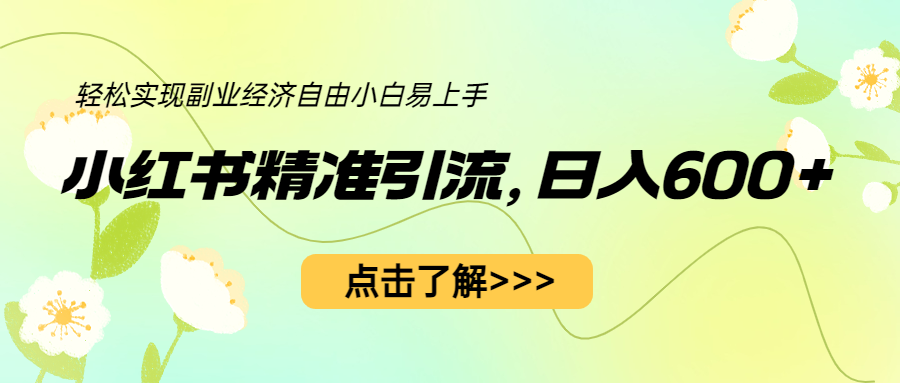 小红书精准引流，小白日入600+，轻松实现副业经济自由-海南千川网络科技