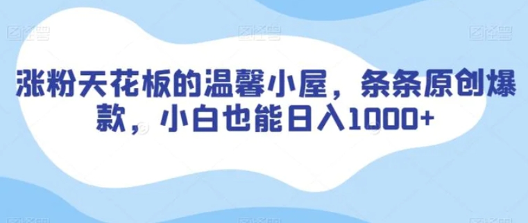 涨粉天花板的温馨小屋，条条原创爆款，小白也能日入1000+【揭秘】-海南千川网络科技