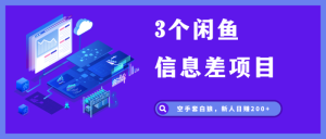 3个闲鱼信息差项目，无脑发布，新人日赚200+-海南千川网络科技