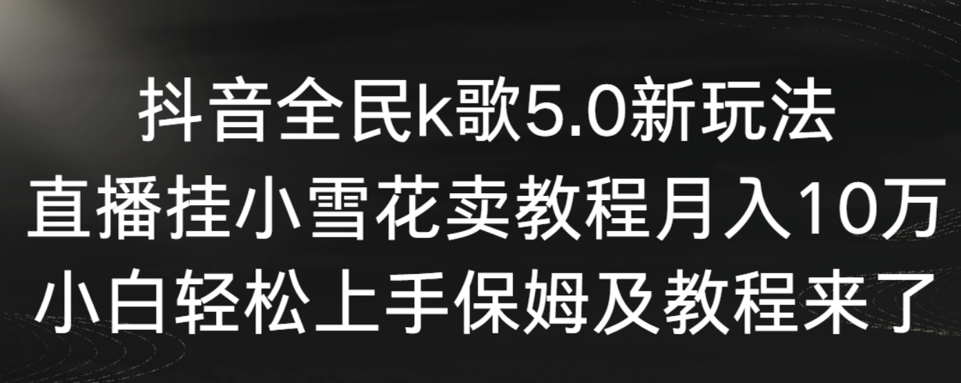 抖音全民k歌5.0新玩法，直播挂小雪花卖教程月入10万，小白轻松上手，保…-海南千川网络科技