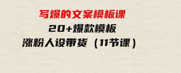 写爆的文案模板课，20+爆款模板涨粉人设带货（11节课）-海纳网创学院