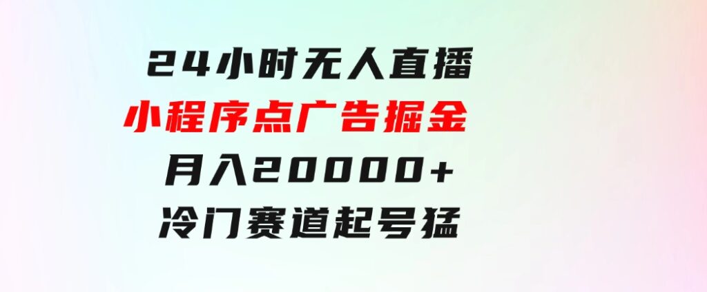 24小时无人直播小程序点广告掘金，月入20000+，冷门赛道，起好猛，独…-海纳网创学院