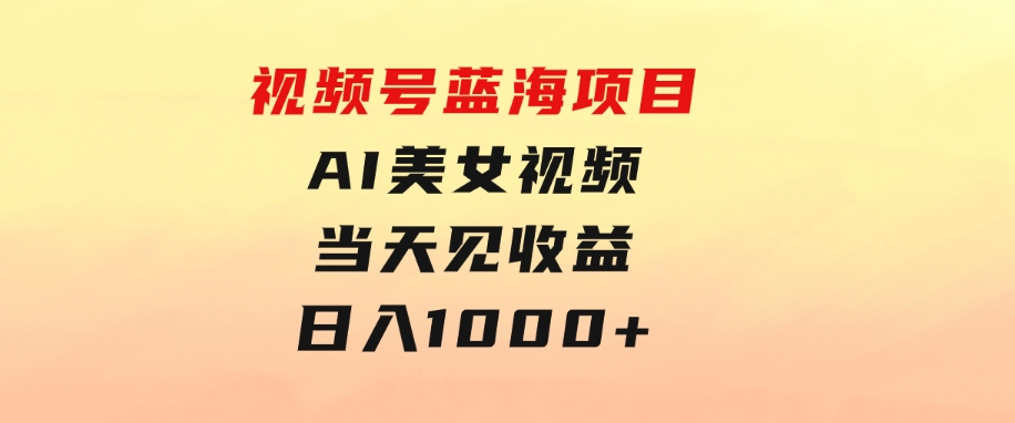 视频号蓝海项目,AI美女视频，当天见收益，日入1000+-海纳网创学院