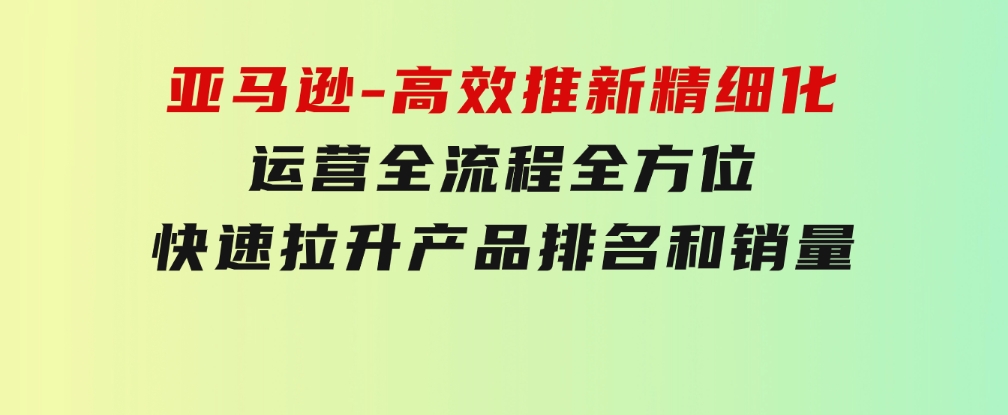 亚马逊-高效推新精细化运营全流程，全方位、快速拉升产品排名和销量-海纳网创学院