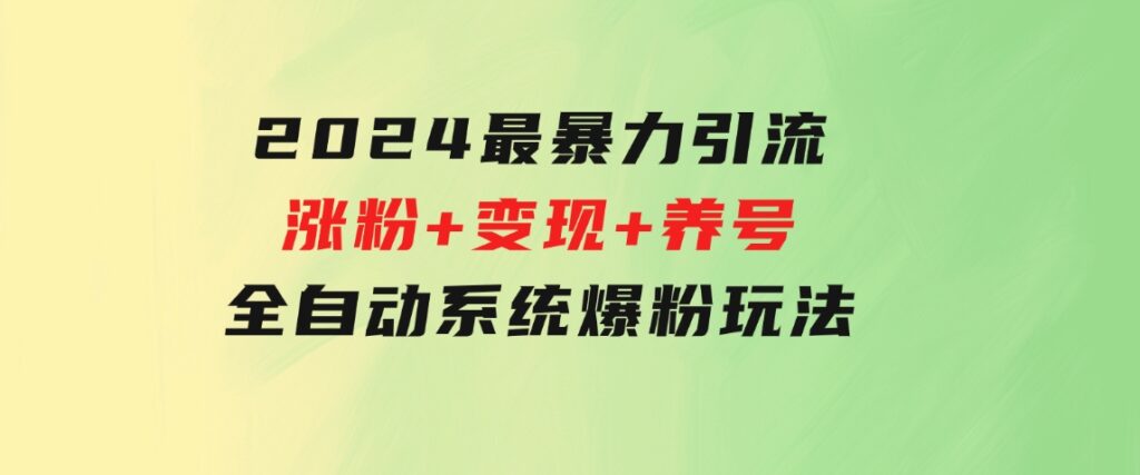 2024最暴力引流+涨粉+变现+养号全自动系统爆粉玩法-海纳网创学院