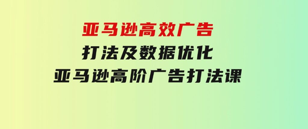 亚马逊高效广告打法及数据优化，亚马逊高阶广告打法课-海纳网创学院