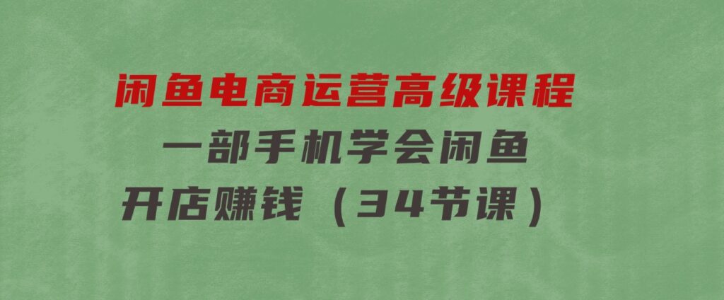 闲鱼电商运营高级课程，一部手机学会闲鱼开店赚钱（34节课）-海纳网创学院