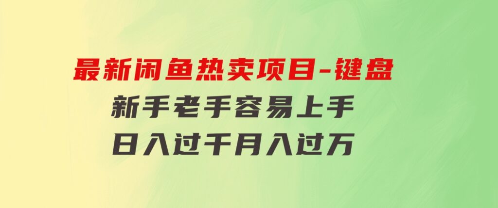 最新闲鱼热卖项目-键盘，新手老手容易上手，日入过千，月入过万-海纳网创学院