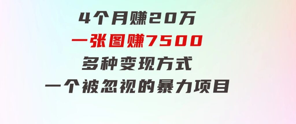 4个月赚20万！一张图赚7500！多种变现方式，一个被忽视的暴力项目-海纳网创学院