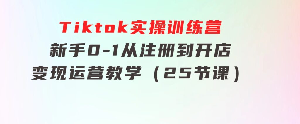 Tiktok实操训练营：新手0-1从注册到开店变现运营教学（25节课）-海纳网创学院