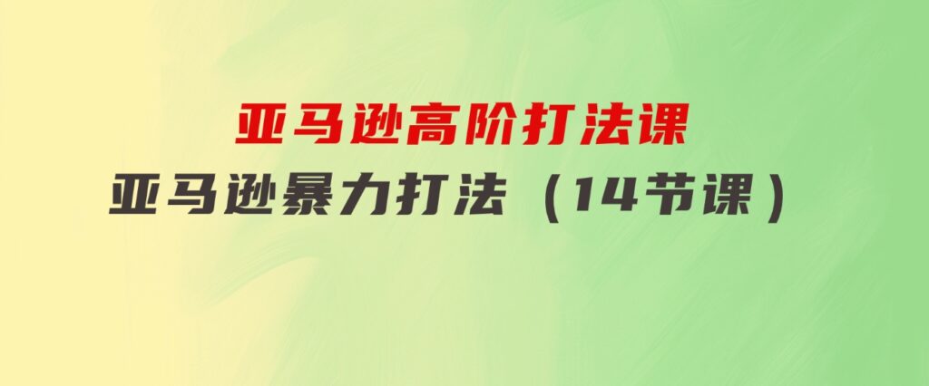 亚马逊高阶打法课，亚马逊暴力打法（14节课）-海纳网创学院