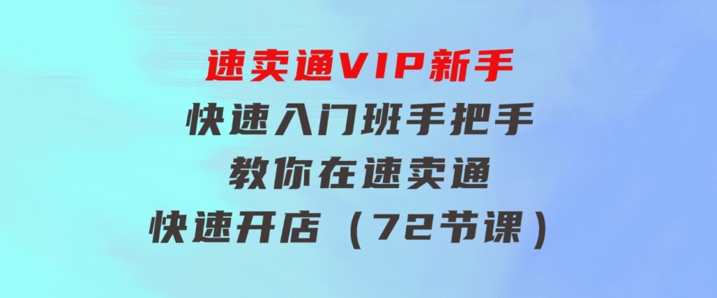 速卖通-VIP新手快速入门班，手把手教你在速卖通快速开店（72节课）-海纳网创学院