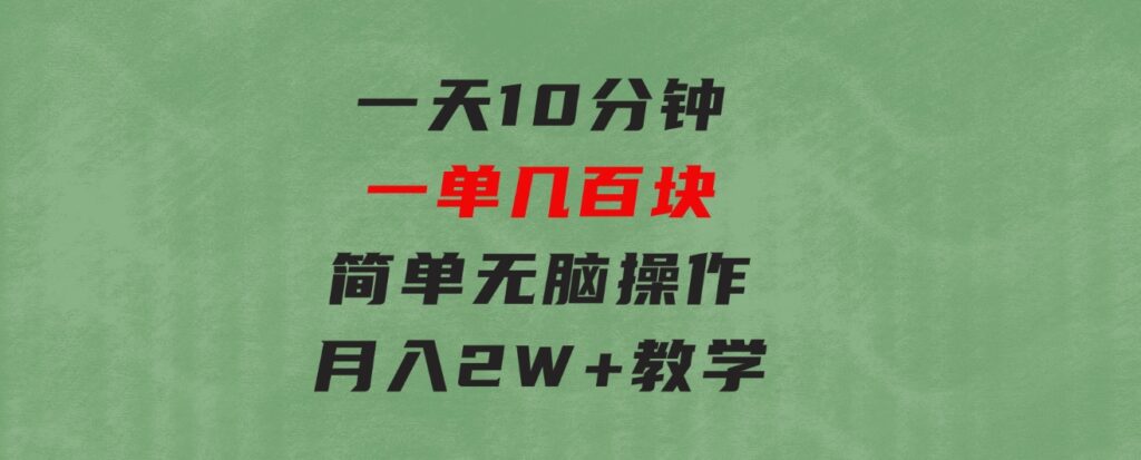 一天10分钟一单几百块简单无脑操作月入2W+教学-海纳网创学院