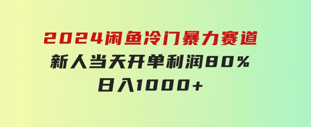 2024闲鱼冷门暴力赛道，新人当天开单，利润80%，日入1000+-海纳网创学院