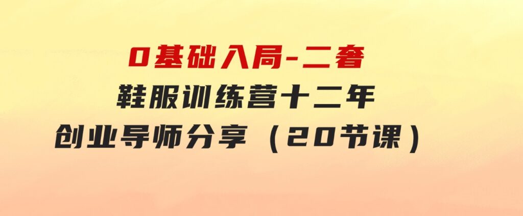 0基础入局-二奢鞋服训练营，十二年奢侈品创业导师分享（20节课）-海纳网创学院