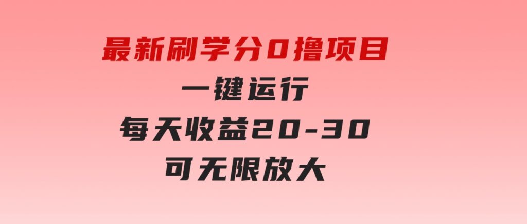 最新刷学分0撸项目，一键运行，每天单机收益20-30，可无限放大-海纳网创学院