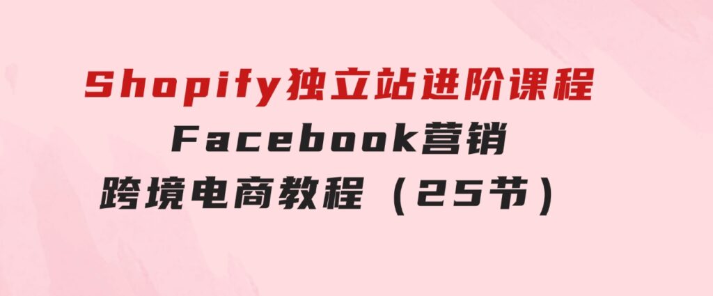 Shopify独立站-进阶课程-Facebook营销-跨境电商教程（25节）-海纳网创学院