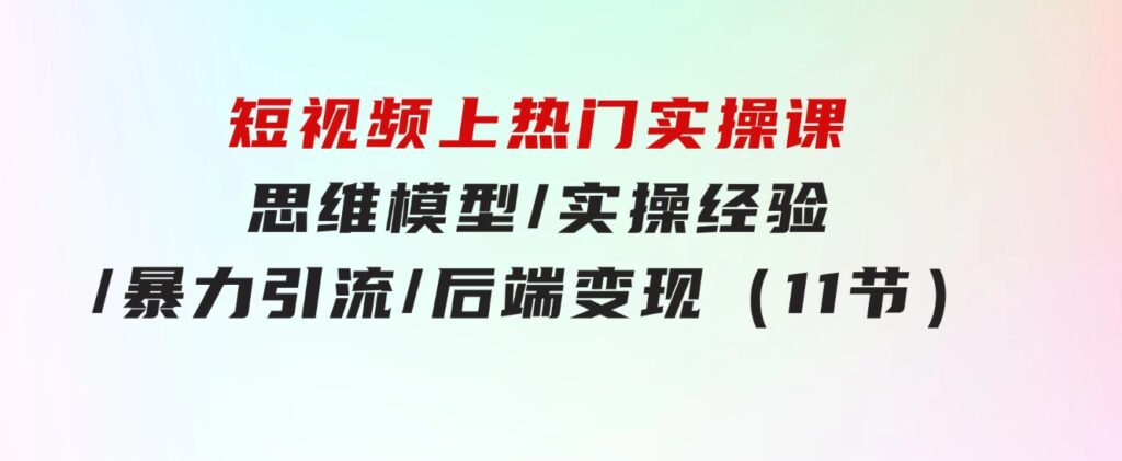 短视频上热门实操课，思维模型/实操经验/暴力引流/后端变现（11节）-海纳网创学院