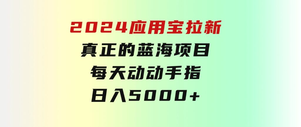 2024应用宝拉新，真正的蓝海项目，每天动动手指，日入5000+-海纳网创学院