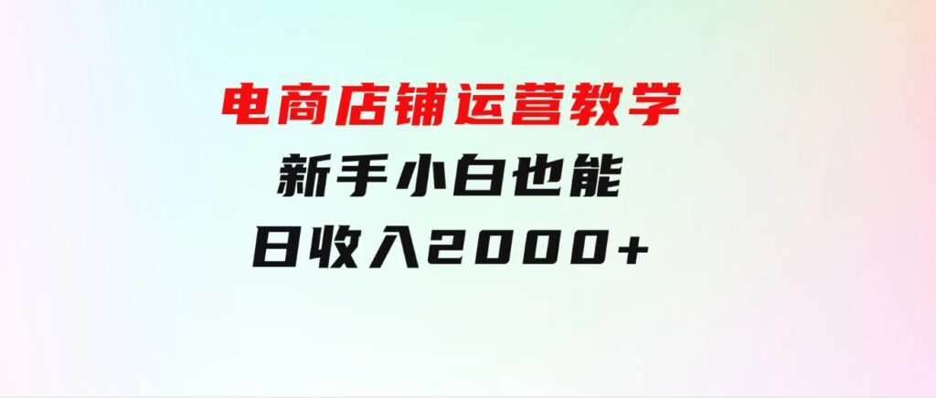 电商店铺运营教学，新手小白也能日收入2000+，电商老板不愿意告诉你的机密-海纳网创学院