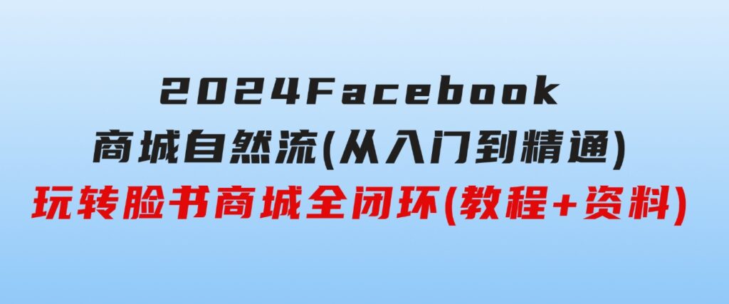 2024Faceboo商城自然流(从入门到精通)，玩转脸书商城全闭环(教程+资料)-海纳网创学院