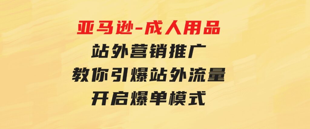 亚马逊-成人用品站外营销推广教你引爆站外流量，开启爆单模式-海纳网创学院