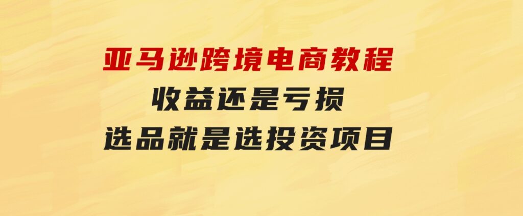 亚马逊跨境电商教程：收益还是亏损！选品就是选投资项目-海纳网创学院