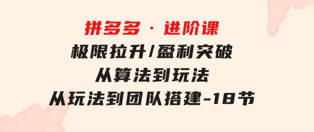 拼多多·进阶课：极限拉升/盈利突破：从算法到玩法从玩法到团队搭建-18节-海纳网创学院