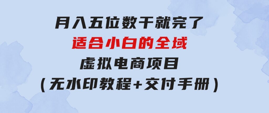 月入五位数干就完了适合小白的全域虚拟电商项目（无水印教程+交付手册）-海纳网创学院