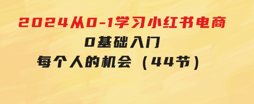 2024从0-1学习小红书电商，0基础入门，每个人的机会（44节）-海纳网创学院