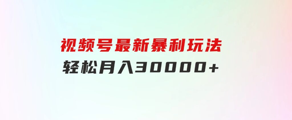 视频号最新暴利玩法，轻松月入30000+-海纳网创学院