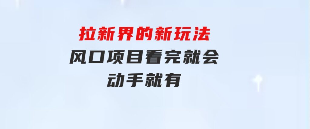 拉新界的新玩法，风口项目，看完就会，动手就有-海纳网创学院