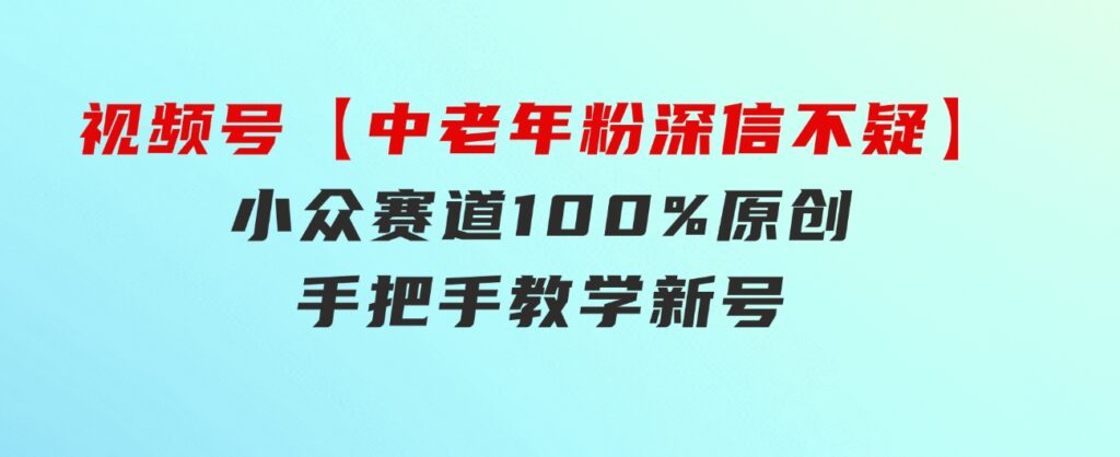 视频号【中老年粉深信不疑】小众赛道100%原创手把手教学新号3天收益…-海纳网创学院