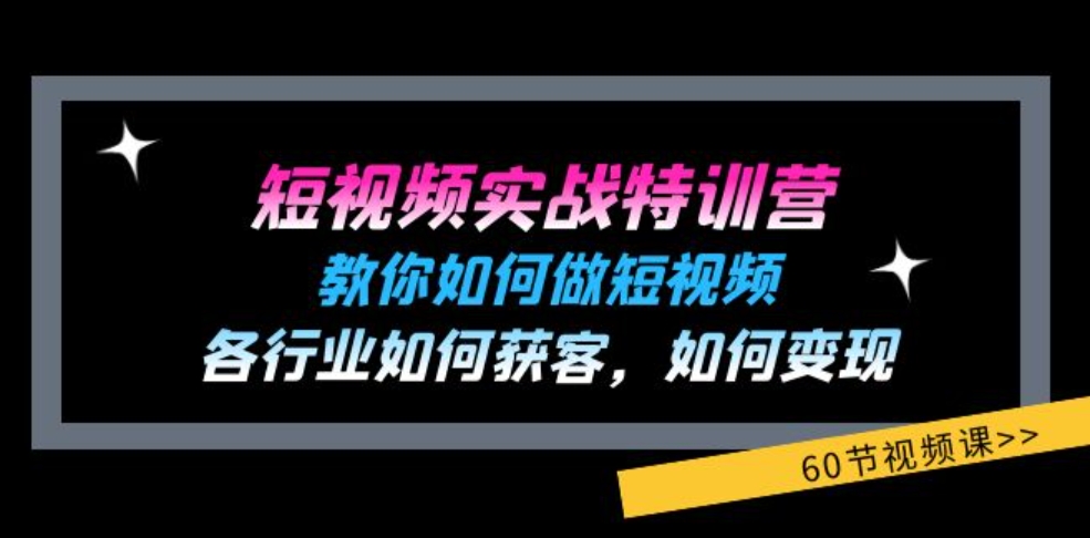 短视频实战特训营：教你如何做短视频，各行业如何获客，如何变现(60节)-海纳网创学院