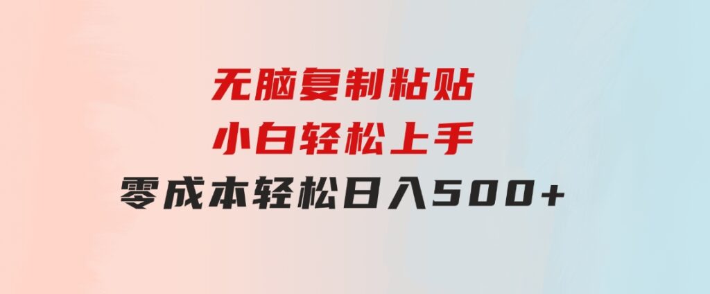 无脑复制粘贴，小白轻松上手，零成本轻松日入500+-海纳网创学院