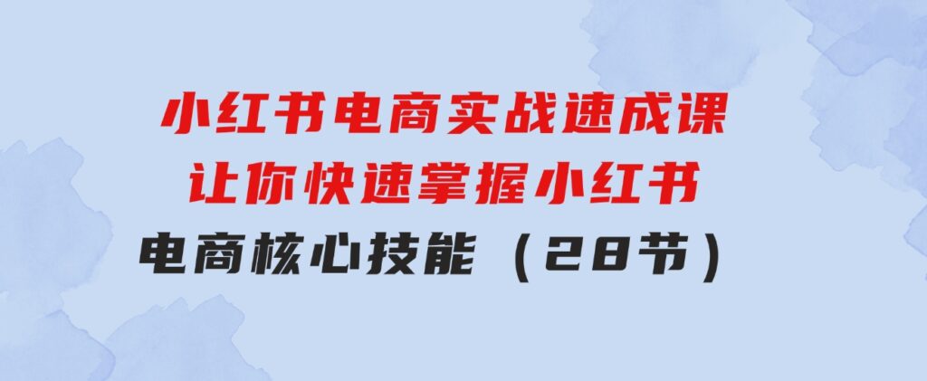 小红书电商实战速成课，让你快速掌握小红书电商核心技能（28节）-海纳网创学院