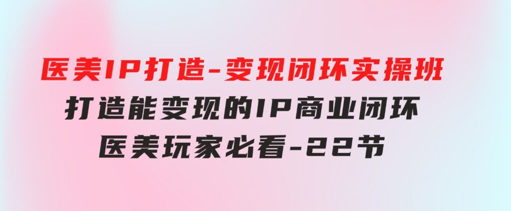 医美IP打造-变现闭环实操班，打造能变现的IP商业闭环，医美玩家必看-22节-海纳网创学院