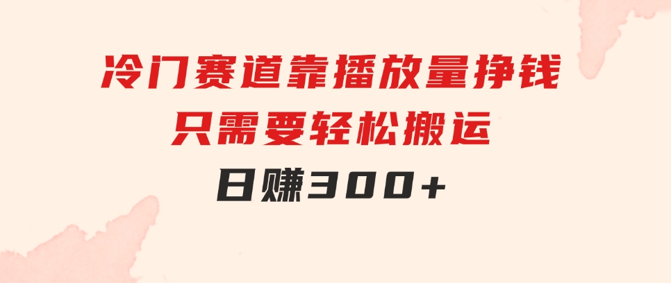 冷门赛道，靠播放量挣钱，只需要轻松搬运，日赚300+-海纳网创学院