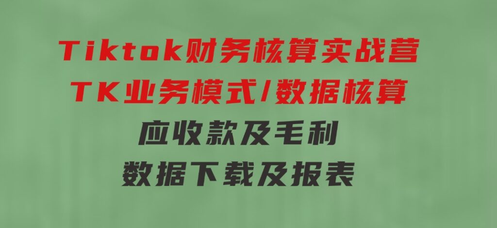 Tiktok财务核算实战营：TK业务模式/数据核算/应收款及毛利/数据下载及报表-海纳网创学院