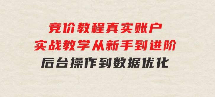 竞价教程：真实账户实战教学从新手到进阶·后台操作到数据优化-海纳网创学院