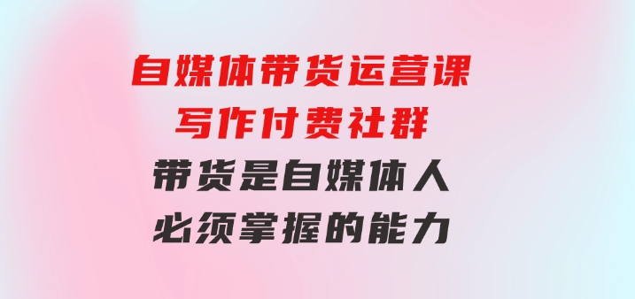 自媒体带货运营课：写作付费社群，带货是自媒体人必须掌握的能力-海纳网创学院