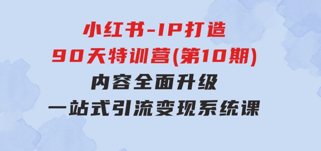 小红书-IP打造90天特训营(第10期)：内容全面升级，一站式引流变现系统课-海纳网创学院