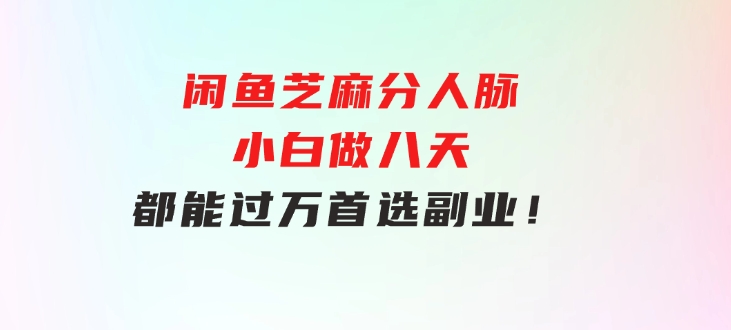 闲鱼芝麻分人脉，小白做八天，都能过万！首选副业！-海纳网创学院