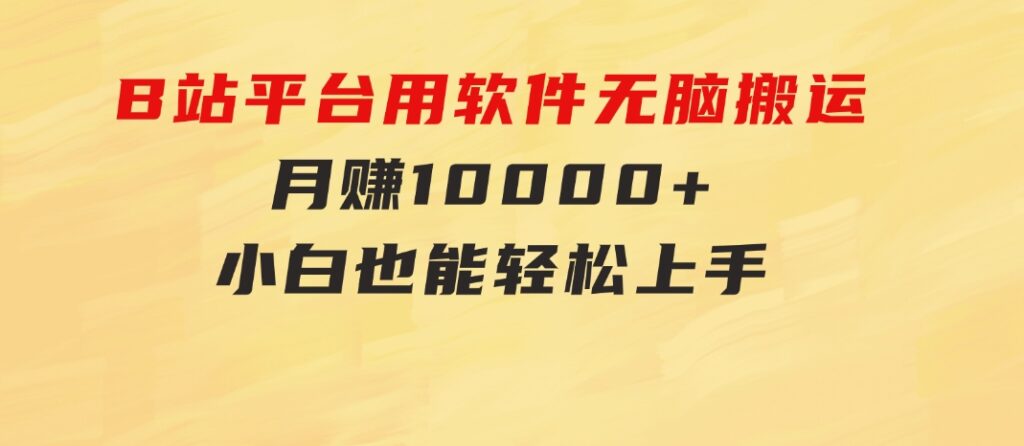 B站平台用软件无脑搬运，月赚10000+，小白也能轻松上手-海纳网创学院