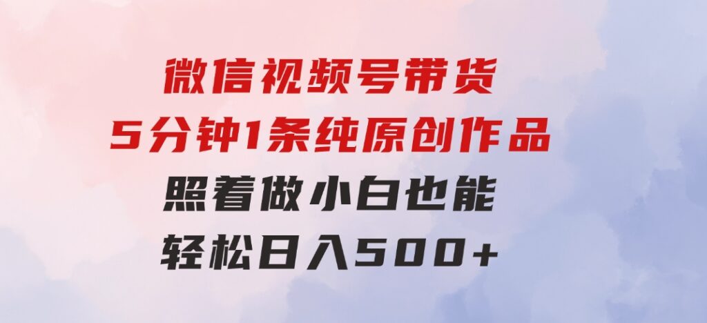 微信视频号带货，5分钟1条纯原创作品，照着做小白也能轻松日入500+-海纳网创学院