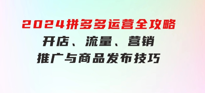 2024拼多多运营全攻略：开店、流量、营销、推广与商品发布技巧（无水印）-海纳网创学院