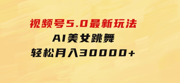 视频号5.0最新玩法，AI美女跳舞，轻松月入30000+-海纳网创学院