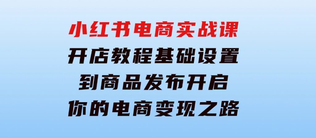 小红书电商实战课：开店教程、基础设置到商品发布，开启你的电商变现之路-海纳网创学院