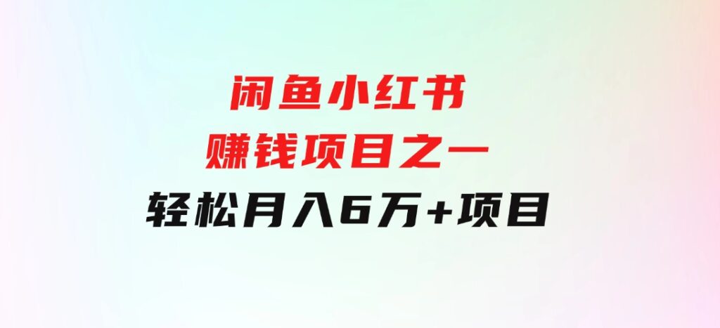 闲鱼小红书赚钱项目之一，轻松月入6万+项目-海纳网创学院