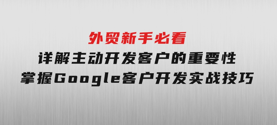 外贸新手必看，详解主动开发客户的重要性，掌握Google客户开发实战技巧-海南千川网络科技